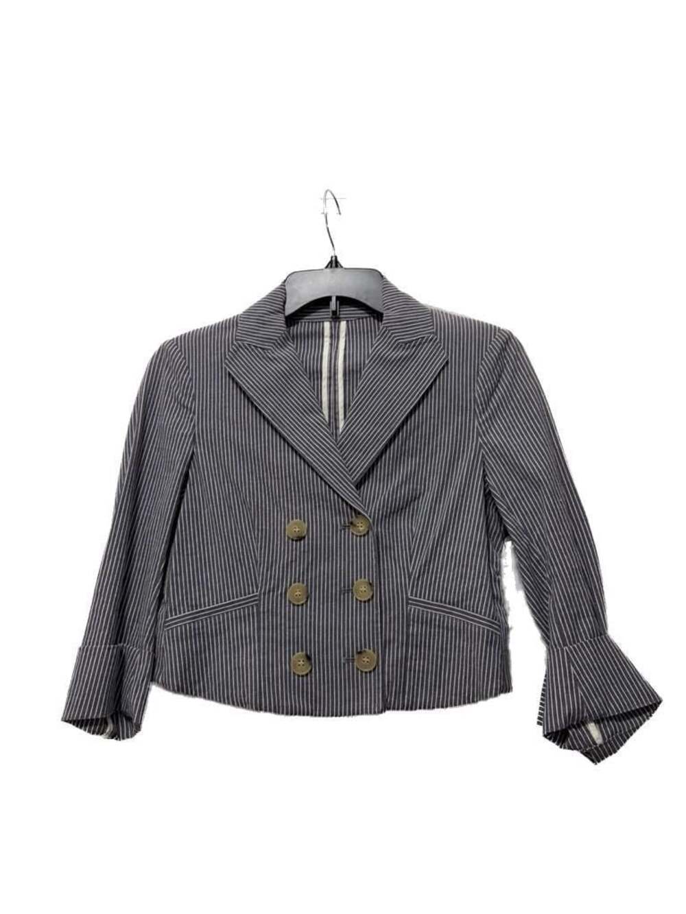 Theory Spencer Ashland Striped Double-Breasted Cropped Blazer